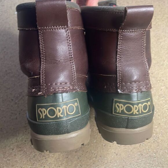 Sporto Vtg 90s Original Duck Boots 7 Green Brown - Picture 9 of 16